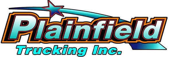 Logo for Plainfield Trucking Inc. with a star, swoosh, and teal-orange Dry Van Transportation motif.