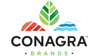 Conagra Brands logo with leaf, red, blue, green shapes; Wisconsin's Largest Raw Products Transporter.